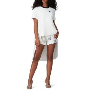 MONSE Watering Can High-Low Tee Crew Neck ShortSleeve Embroidered Pullover, Sz M